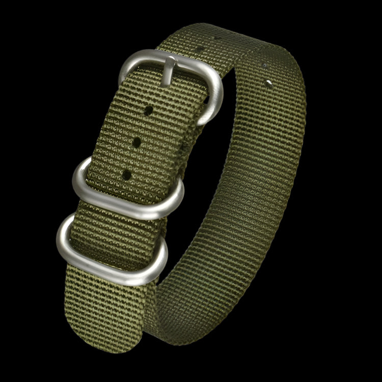 18mm Olive Green Ballistic Nylon Zulu Pattern Military Watch Strap