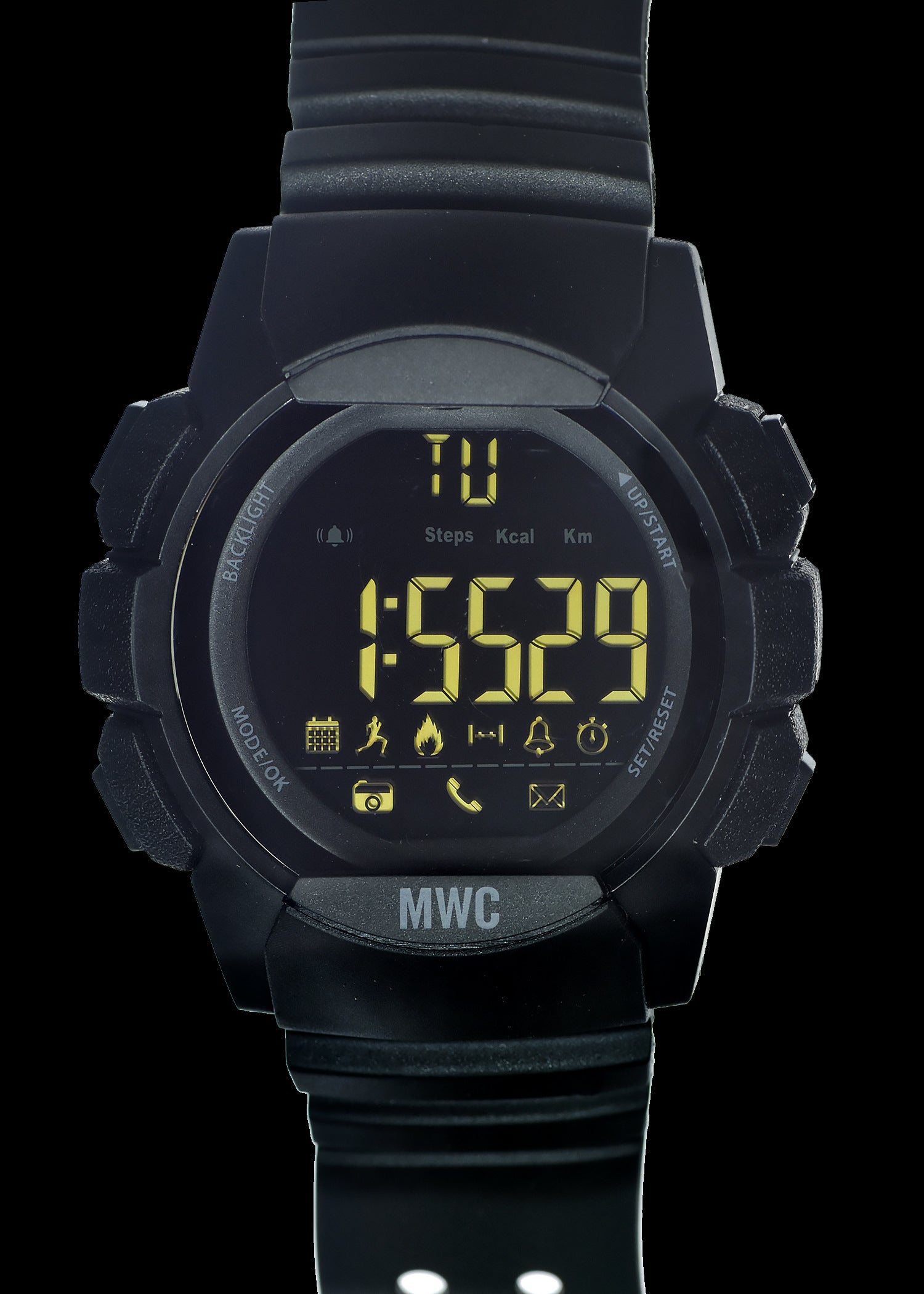 MWC Digital Multifunction Military Smart Watch with Bluetooth, Step Counter, 100m (330ft) Water Resistance, Remote Camera and Android / iOS Compatibility - Small Quantity to Clear