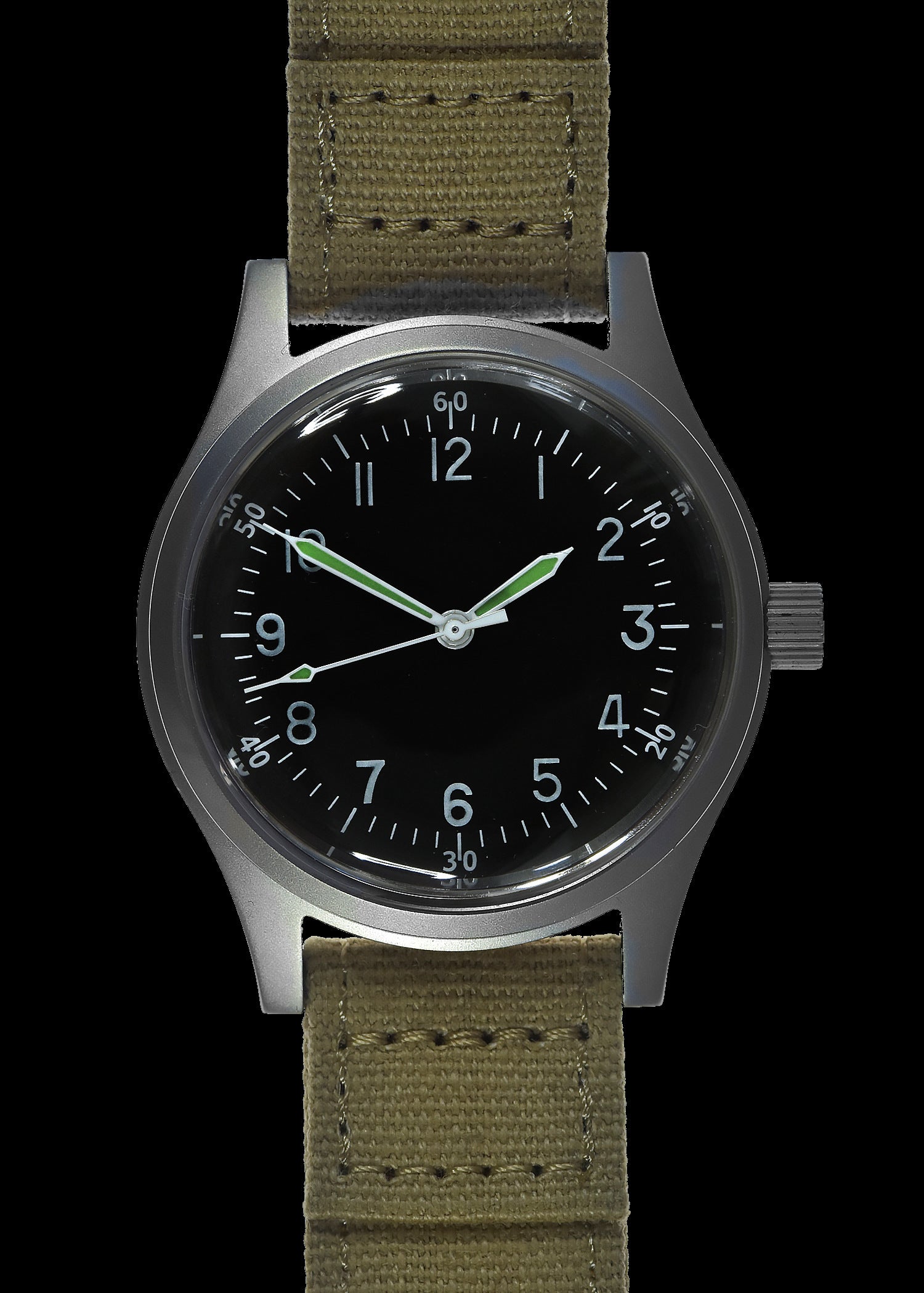 A-11 1940s WWII Pattern Military Watch, 100m/330ft Water Resistant With Shatter and Scratch Resistant Box Sapphire Crystal (Automatic)