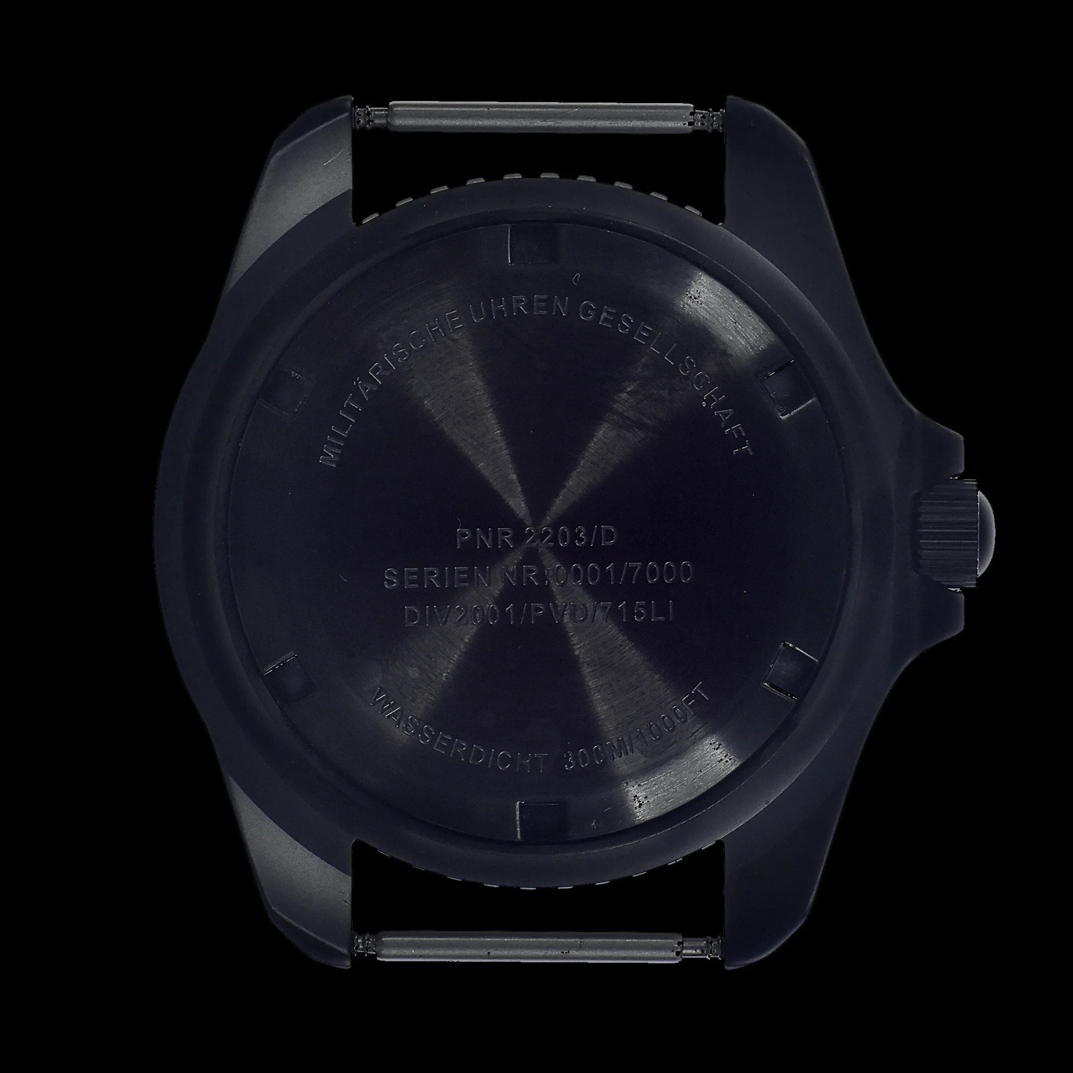 Pair of Black 20mm PVD Watch Pins Designed to Create the Appearance of a Military Watch with Fixed Solid Bars