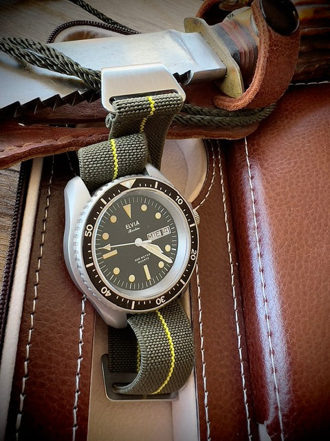 ELVIA Day/Date Military Divers Watch with Sapphire Crystal and Quartz Movement