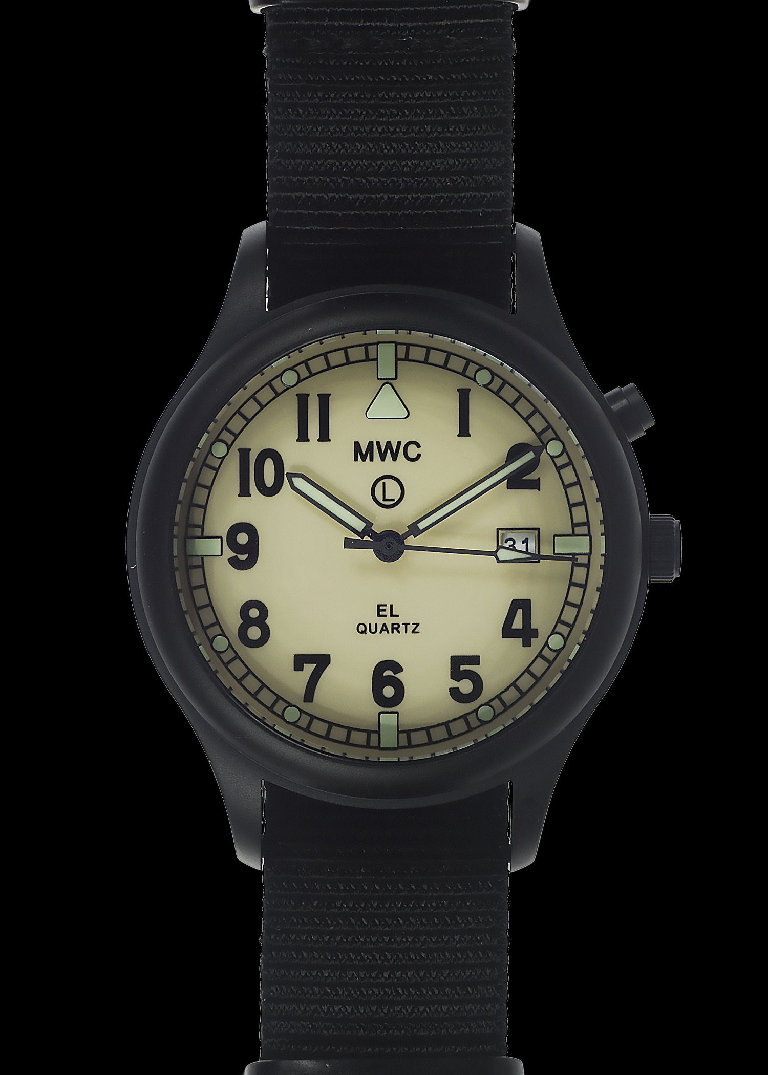 MWC G10EL Black PVD Steel General Service Watch with Electroluminescent (EL) Backlit Dial