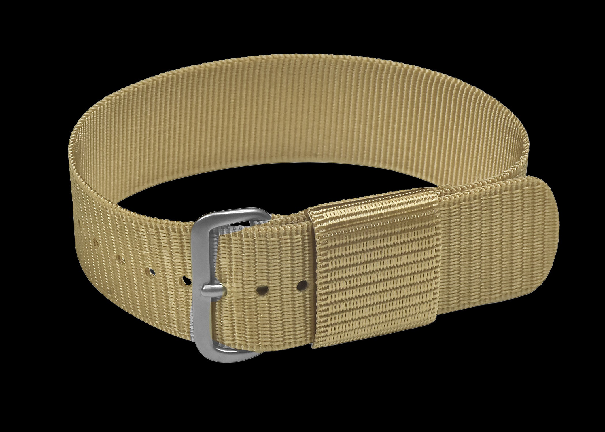 20mm "Khaki" NATO Military Watch Strap in 1970s Pattern Nylon Webbing