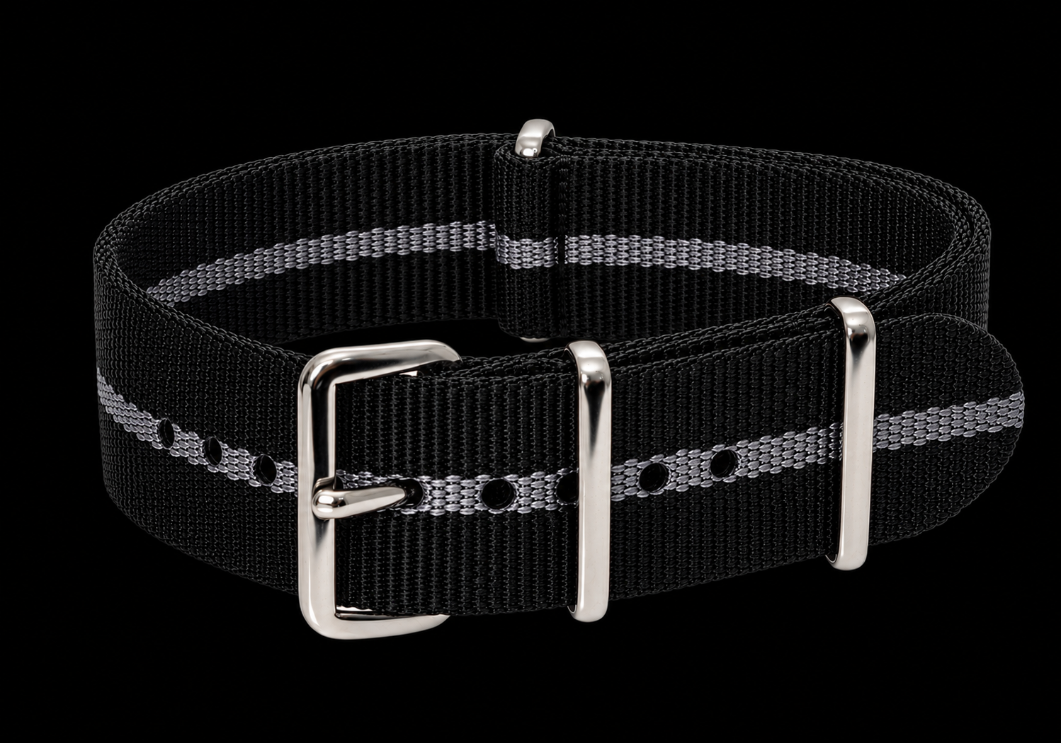 18mm Black and Grey NATO Nylon Military Watch Strap