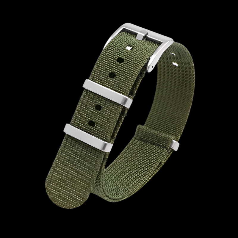 24mm Ribbed Army Green NATO Military Watch Strap