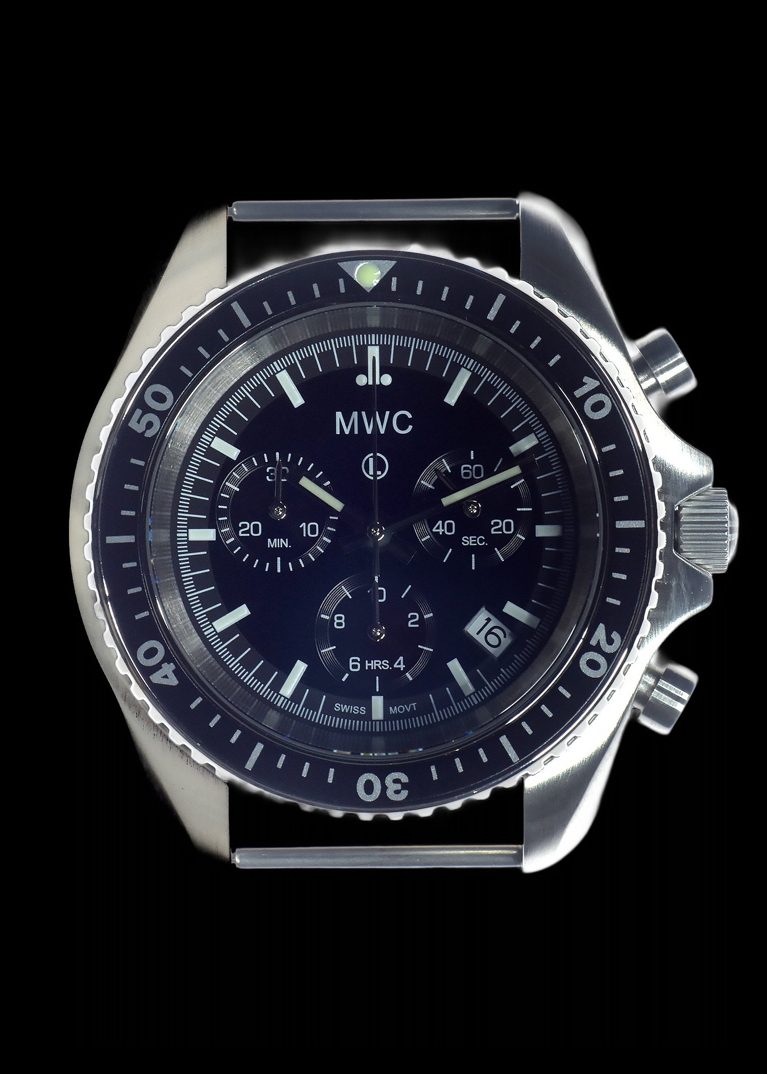 MWC NATO Pattern Stainless Steel Military Pilots Chronograph with Sapphire Crystal and Swiss Ronda Movement