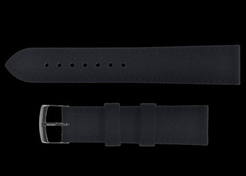 2 Piece Retro Pattern 18mm Canvas Military Watch Strap in Black - The Ideal Durable Fabric Strap for Military Watches