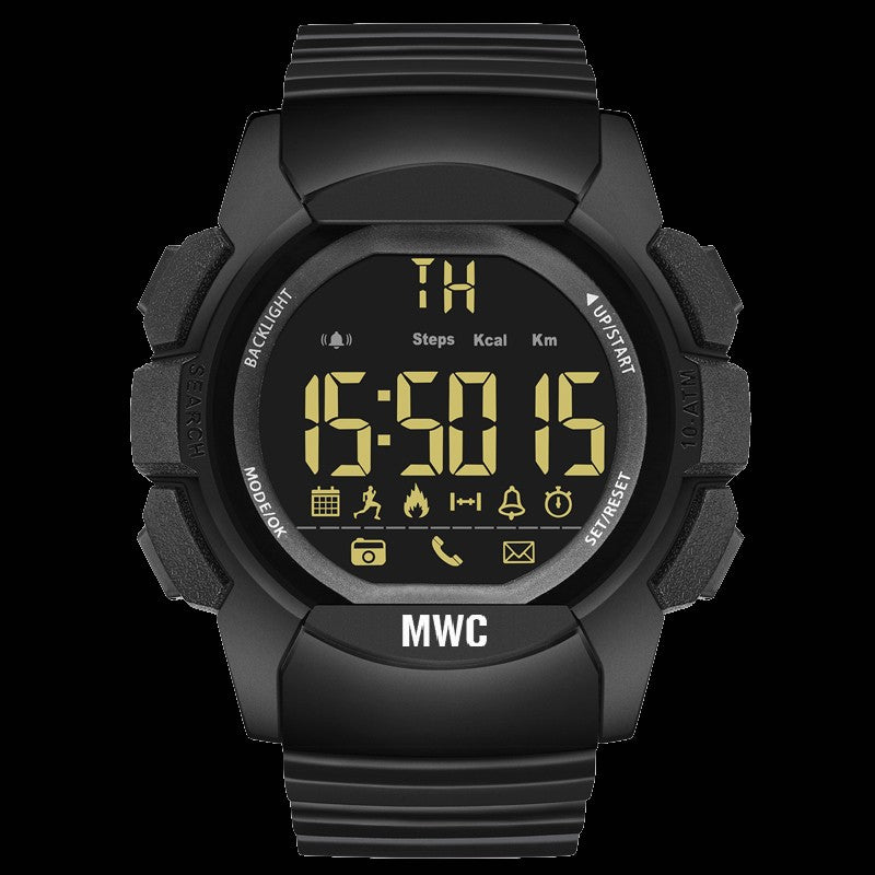 MWC Digital Multifunction Military Smart Watch with Bluetooth, Step Counter, 100m (330ft) Water Resistance, Remote Camera and Android / iOS Compatibility - Small Quantity to Clear