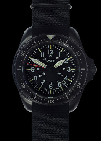 MWC Automatic Black PVD Military Divers Watch  - Tritium / GTLS Illumination, Sapphire Crystal and 60 Hour Power Reserve