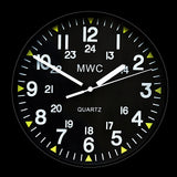 MWC US Military Pattern 12/24 Hour Wall Clock with Silent Sweep Movement (Size 22.5 cm / approx 9