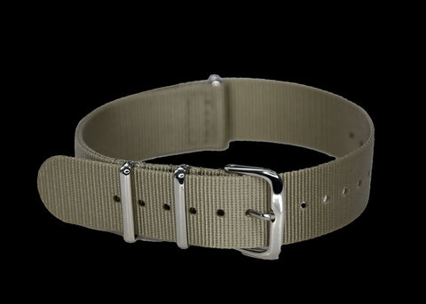 2 Piece 18mm Grey NATO Military Watch Strap in Ballistic Nylon with Stainless Steel Fasteners
