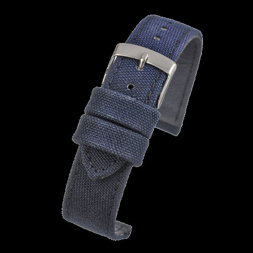 2 Piece Retro Pattern 22mm Canvas Military Watch Strap in Blue - The Ideal Durable Fabric Strap for Military Watches